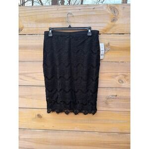 NWT Elle Black Lace Pencil Skirt Parisian Polish  Overlay Size 4 WELR348011SD